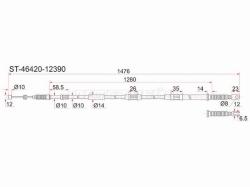 Трос ручника TY Corolla AE101/AE111 91- (дисков тормоза) -RH