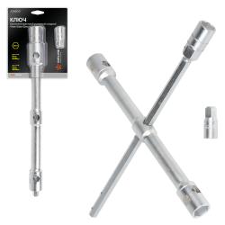 Ключ баллонный крестовой усиленный 19х21х23х1/2" PRO 400мм складной, пласт.подвес (ATAB001)