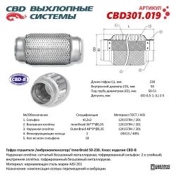 Гофра глушителя 3-сл Innerbraid 50-230. CBD301.019