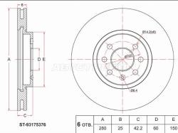 Диск тормозной (Перед) Opel Astra 04-13 / Astra Family 11-14 / Astra GTC 04-15 / Meriva 03-06