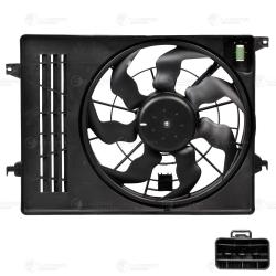 Э/вентилятор охл. для а/м Hyundai ix35 (10-)/KIA Sportage III (10-) (с кожухом и резист.) (тип Halla) (LFK 08S5)