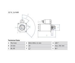 Стартер 12v  1.4kw Ford Mondeo II -11/00 0986016470