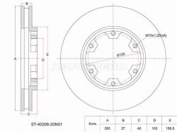 Диск тормозной (Перед) Nissan Atlas F 92-07 / Caravan 86-01 / Homy 86-97 / Urvan 86-01