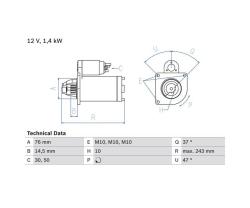 Стартер 12v  1.4kw 0986022840