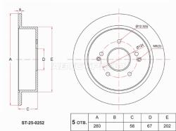 Диск тормозной (Сзади) SsangYong Actyon 13- / Korando 10-17