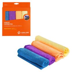 Набор салфеток из микрофибры (3 шт., 30*30 см) + порофибра (1 шт., 20*18 см)  (AB-V-07)