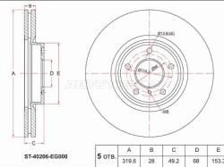 Диск тормозной (Перед) Infiniti FX35 02-08 / Nissan Murano 02-16 / Skoda Kodiaq 16- / Octavia 04-20