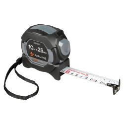 Рулетка в прорезиненном корпусе 10мх25мм PRO, автостоп, дв.магнит.зацеп,нейлон.двуст.шкала (ATBQ022)