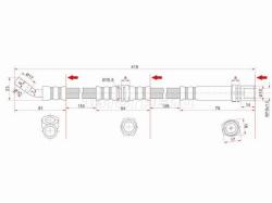 Шланг тормозной передний (Таиланд) TOYOTA DYNA 150/TOYOACE G15 95-01/HIACE 86-01 LH=RH промежут.