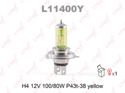 Лампа H4 12V 100/80W P43T-38 YELLOW L11400Y
