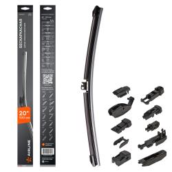 Щетка стеклоочистителя бескаркас PRO 500мм (20") 10 адаптеров (AWB-BK-510)