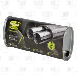 Глушитель универс. (овальный) 131х221, L=485, d=42, смещ. 62 мм (алюм. сталь) (EMM 3611)