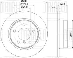 TRIALLI DF 270058 Диски тормозные для автомобилей BMW 3 (E36) (90-) / 3 (E46) (98-) задние d=280