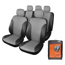 AIRLINE ACS-UEL-03 Чехлы для сидений универсальные "CARDINAL", 11 пред., экокожа, цвет серый/черный