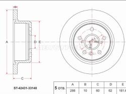 Диск тормозной (Зад) Lexus RX 97-03 / Toyota Camry (XV30,XV40) 01-11 / Camry UAE/USA 01-06
