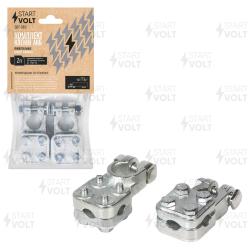 Клеммы АКБ в комплекте цинк, прижимная пластина для проводов до 75мм кв.  (SBT 019)