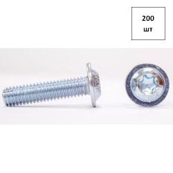 Винт 8х16 * 10.9 ISO 7380-2 п/кр. (исполнение 2) с фланцем, оц., полн. резьба, TORX 200шт FORTLUFT sts023741