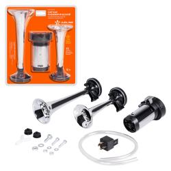 Сигнал звуковой пневматический 160/210мм 600/756Гц 115дБ 12В LOW/HIGH, с компрессором (AHR-12C-04)