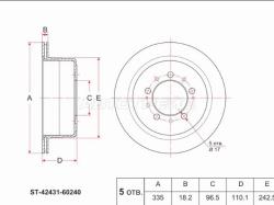 Диск тормозной (Зад) Toyota Land Cruiser (J100) 98-07