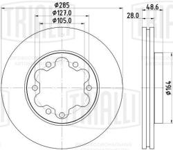 Диск торм. для а/м Toyota Hiace (04-) перед. d=285 (окраш.) (DF 150020)