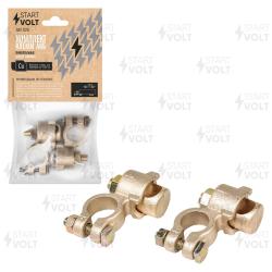 Клеммы АКБ в комплекте латунь, 8мм болт и гайка для проводов до 75мм кв. (SBT 025)