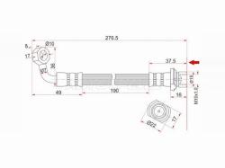 Шланг тормозной задний (Таиланд) TOYOTA 4RUNNER/FJ CRUISER/HILUX SURF/LAND CRUISER PRADO LH