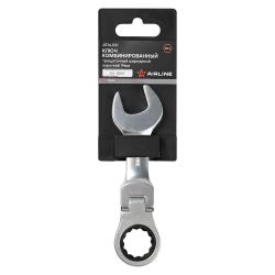 Ключ комбинированный трещоточный шарнирный короткий 19мм PRO пласт.подвес (ATAL031)