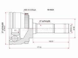 Шрус (Спереди/ Наруж) Nissan Almera 95-00 / Serena 99-05 / Avenir 98-05 / Bassara 99-03