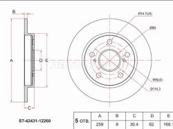 Диск тормозной (Зад) Chevrolet Lacetti 04-13 / Daewoo Lacetti 04-11 / Toyota Corolla (E150,E180) 06-