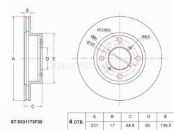 Диск тормозной (Перед) Suzuki Wagon R 00-08 / Wagon R Solio 00-05 / Wagon R Wide 97-99