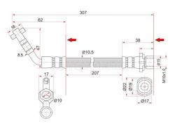 Шланг тормозной задний (Таиланд) TOYOTA EMINA/LUCIDA/PREVIA 90-99 LH=RH