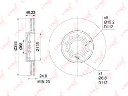 Диск тормозной передний (288X25) AUDI A4 1.6-3.0 95-08 / A6 1.8-4.2 94-05 / 100 2.6-2.8 90-94 SKODA bn-1206