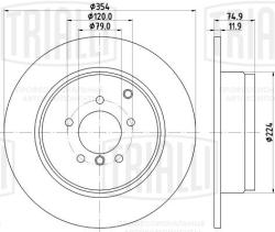 TRIALLI DF 190136 Диски тормозные для автомобилей Land Rover Range Rover III (02-) задние thk=11,9 d=354 окрашенные