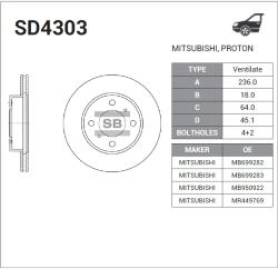 Диск тормозной передний SD4303