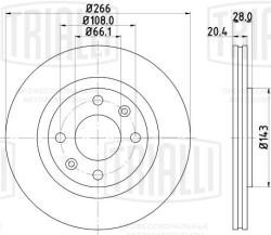 Диск торм. для а/м Peugeot Partner (96-)/Citroen Berlingo (96-) перед. d=266 вент. (окраш.) (DF 270312)