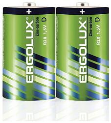 Батарейки 2шт. комплект zinc-carbon ERGOLUX R20SR2 12442 1.5В 2шт. 12442