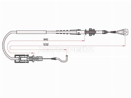 Трос газа VOLKSWAGEN TRANSPORTER IV 90-03 (1232mm)