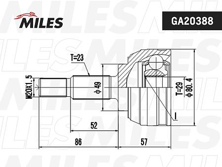 GA20388 ШРУС RENAULT CLIO 1.4-1.5D 04- нар.