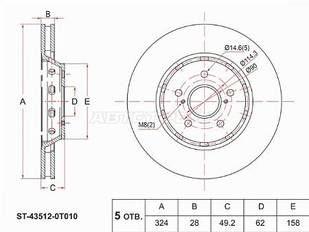 Диск тормозной (Перед) Toyota Venza 08-