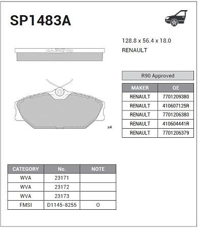 Колодки передние SP1483A