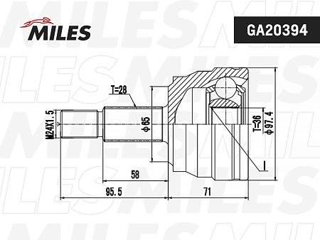 GA20394 ШРУС RENAULT MASTER 1.9D-2.8D 98- нар.