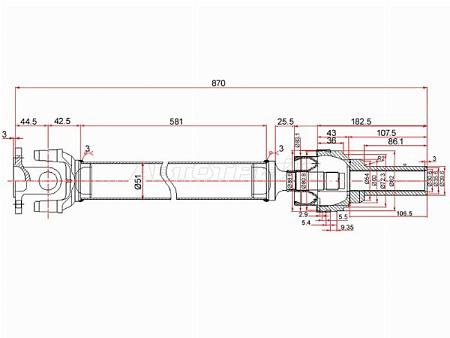Вал карданный перед MITSUBISHI PAJERO IV V97W 05-12