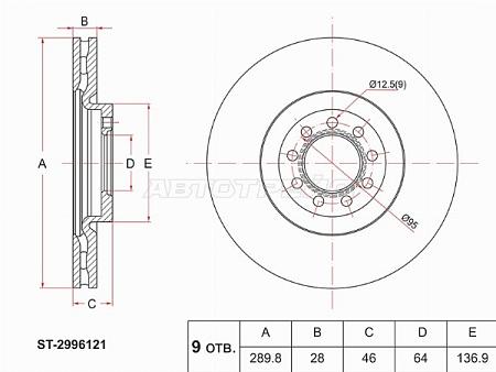 Диск тормозной (Перед) Iveco Daily 99-
