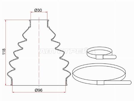 Пыльник шруса наружный  FR VW GOLF (2 хомута. термопластик)