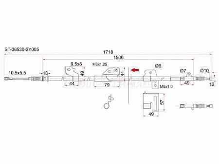 Трос ручника NS Cefiro A33 98-, -RH