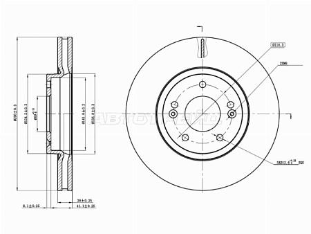 Диск тормозной (Спереди) Hyundai Santa Fe 05-19