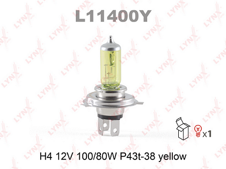 Лампа H4 12V 100/80W P43T-38 YELLOW L11400Y