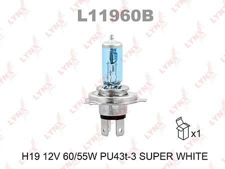 Лампа H19 12V 60/55W PU43t-3 SUPER WHITE L11960B
