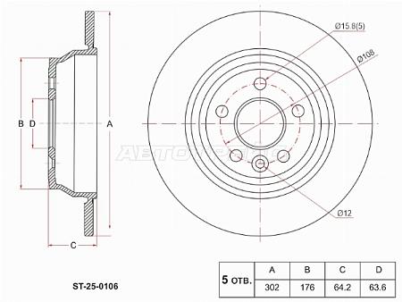 Диск тормозной (Сзади) Land Rover Freelander 06-14