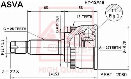 Шрус наружный 22x52.5x25 HYUNDAI HYUNDAI : GETZ hy-12a48